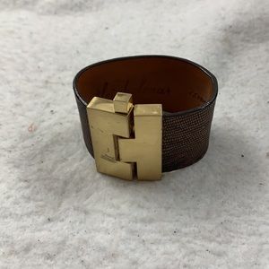 leighelena Wide Cognac lizard‎ jigsaw cuff
